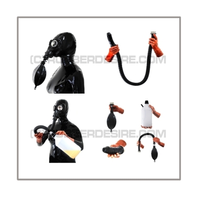 Deluxe M41-GP5 gasmask-zipperhood-system ULTIMATE-M with tube-set, sniffdildo, inhaler-set and rebreathing-bag-set
